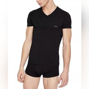 ARMANI EXCHANGE Two-Pack Stretch Cotton Fitted V-Neck T-Shirt